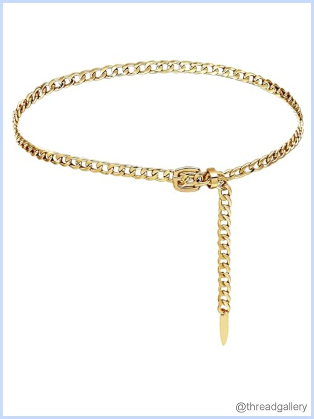 Gold Chain Belt for Women Cuban Link Adjustable Buckle Fashion Waist Belt